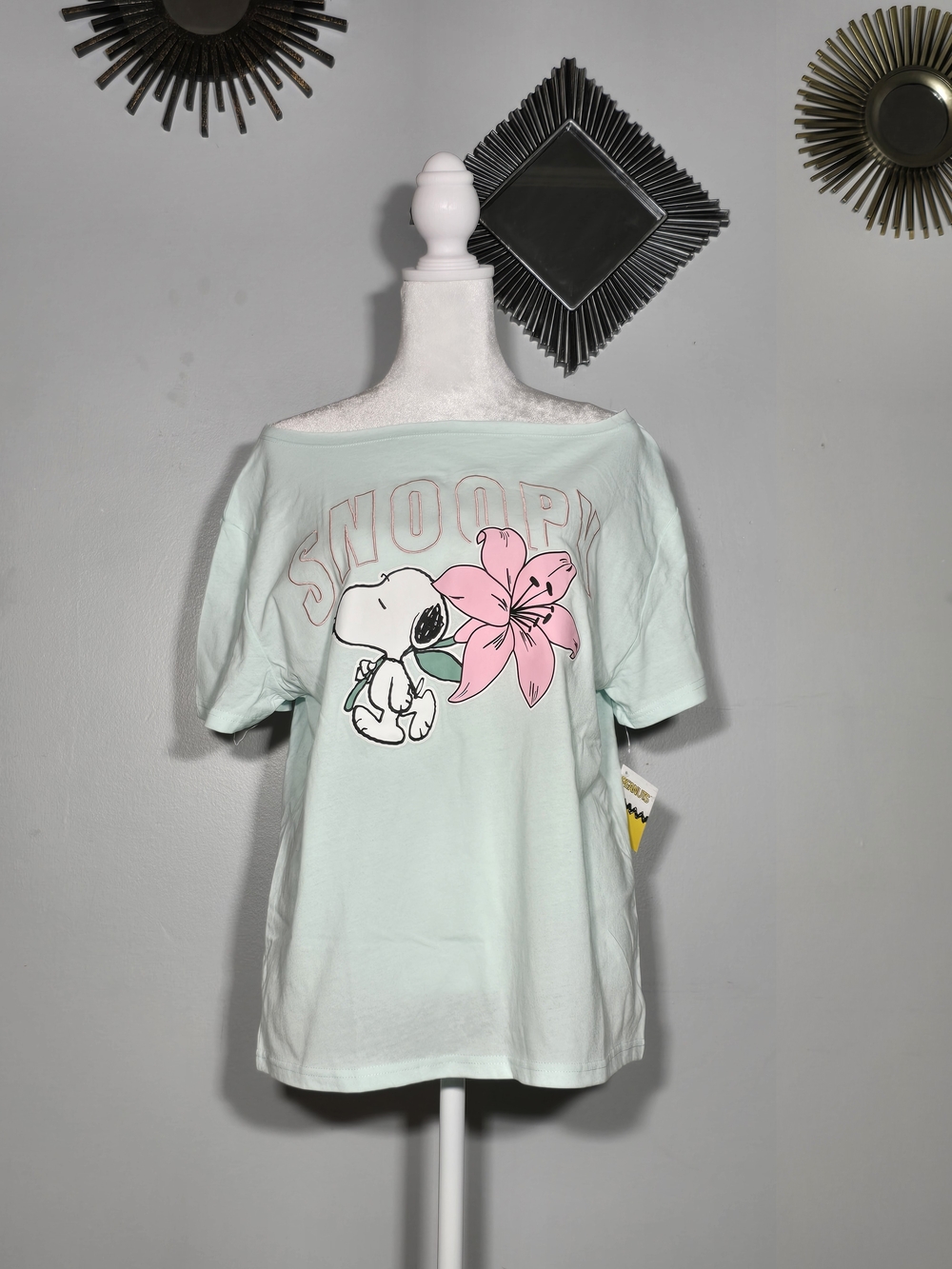 Peanuts Light Mint Graphic Tee with Black Logo